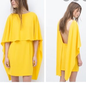 Zara yellow cape dress